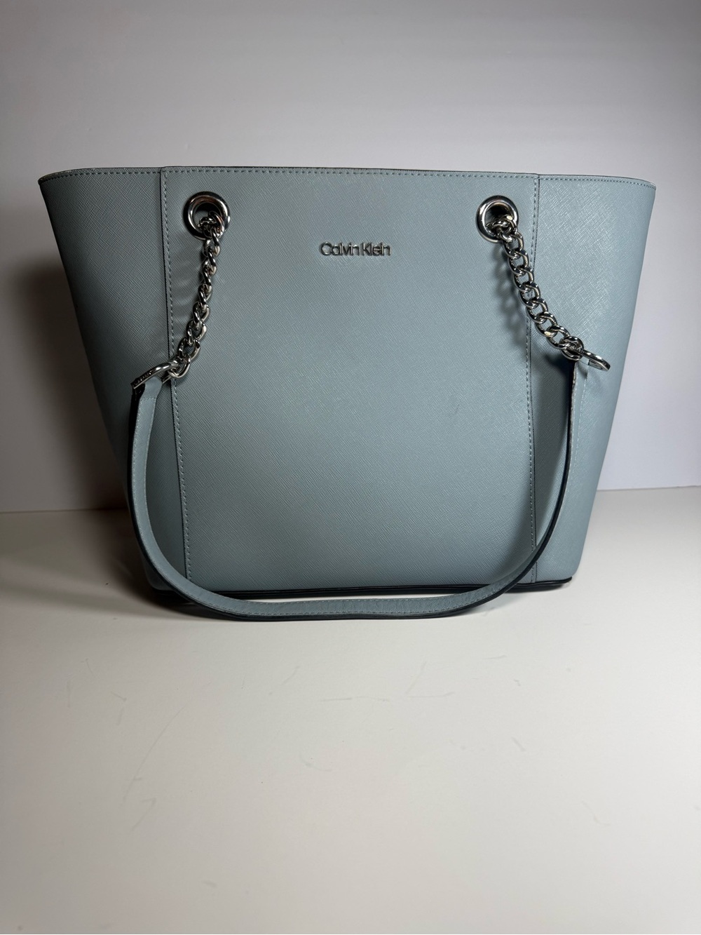 Calvin Klein Powder Blue Chain-Handle Tote